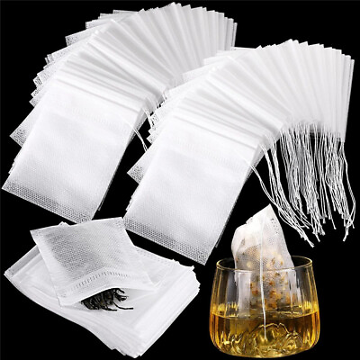 #ad 400Pcs Disposable Tea Bag Drawstring Flip Empty Teabags Herb Loose Tea Filters