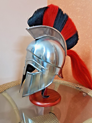 #ad #ad Roman Centurion Knight Corinthian Helmet Medieval Armor Red Plume W Wood Stand
