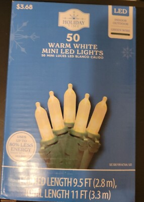 #ad #ad Holiday Time 50 LED Warm White Mini Lights Green Wire 11.3 ft Long Ea