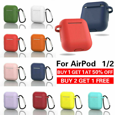 #ad #ad For Apple AirPods Case 1 2 Silicone Protector Shockproof Full Cover Keychain