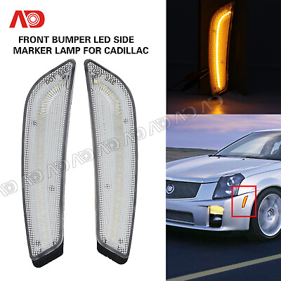 #ad For Cadillac 03 07 CTS CTS V LED Side Fender Marker Light Lamp Front Clear Amber