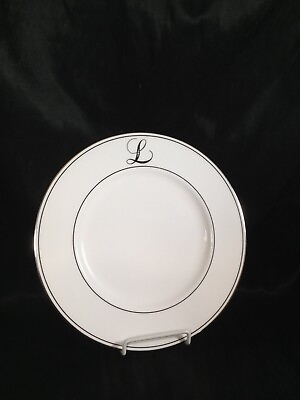 #ad Lenox Federal Platinum Luncheon Plate Monogram Script L