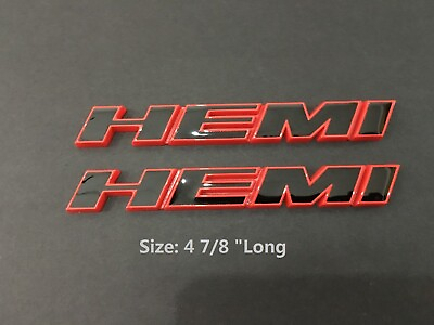 #ad 2x OEM Hemi Emblems Badges Side oblique for Challenger Chrysler L Red Frame