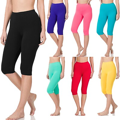 #ad #ad Womens Capri Leggings Soft Stretch Workout Fitness Crop High Waisted Yoga Pants