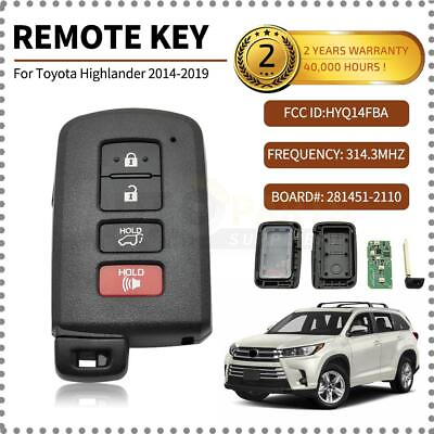 #ad #ad Smart Key For Toyota Highlander 2014 2019 Keyless Remote Key Fob 281451 2110
