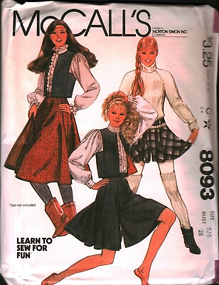 #ad 8093 Vintage McCalls SEWING Pattern Misses 1980s Vest Skirt Culottes UNCUT FF