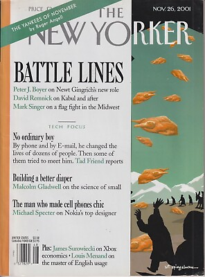 #ad The New Yorker November 26 2001 Enduring Freedom Cover Newt Gingrich#x27;s New Rol