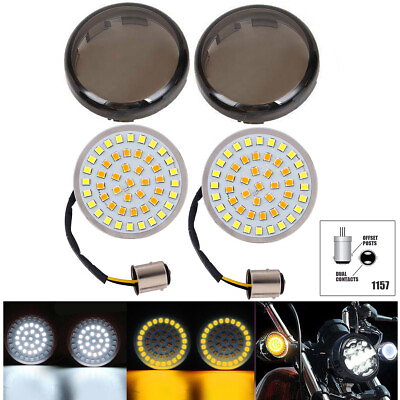 #ad 2quot; 1157 LED Turn Signal Motorcycle Blinker Light Smoke Lens For Harley Davidson