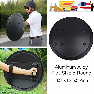 #ad Round Metal Anti Riot Shield Police Tactical CS Campus Security Protection Black