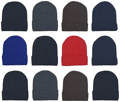 #ad 12 Pack Winter Beanie Hats for Men Women Warm Cozy Knitted Cuffed Skull Cap