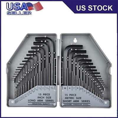 #ad 30 Piece Hex Key Wrench Set Premium Allen Wrench Set 0.028 3 8 Inch 0.7 10mm