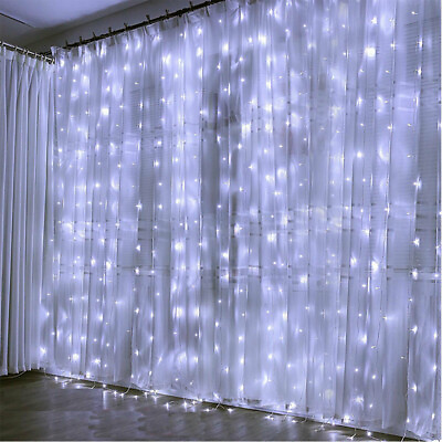 #ad 300 LED Curtain Fairy Lights USB String Light With Remote Xmas Party Wedding US