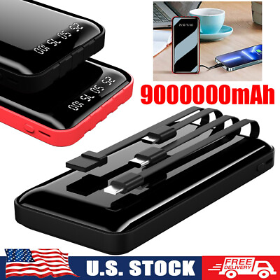 #ad Power Bank 9000000mAh 4 USB Backup External Battery Charger Pack for Cell Phone