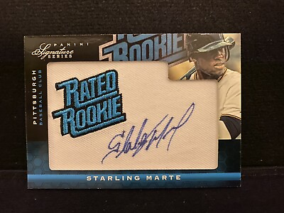 #ad Starling Marte 2012 Panini Signature Series Rated Rookie Patch Auto 99 ON CARD