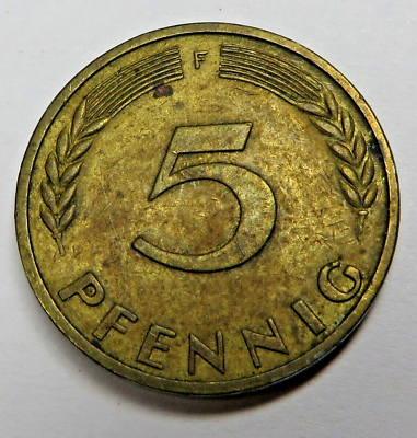 #ad #ad Germany Federal Republic 5 Pfennig 1950F Brass Clad Steel KM#107