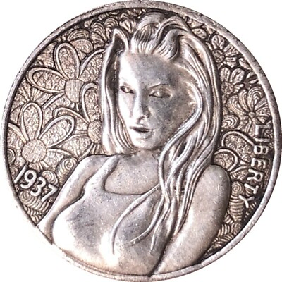 #ad Cool Beauty Girl Liberty Mini Hobo Nickel Coin Carving Art Coin Collectibles