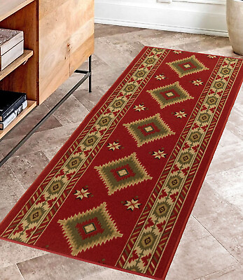 #ad #ad Custom Size Antibacterial Red Slip Resistant Southwestern Rug 26quot; 31quot; 36quot; W