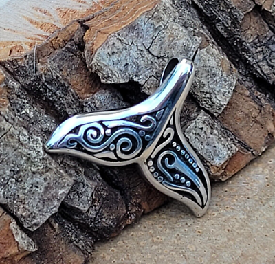 #ad 925 Sterling Silver Whale Tail Pendant Silver 13.4 mm Whale Tail Pendant