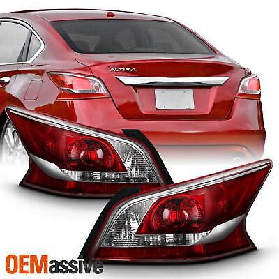 #ad For 2013 2015 Altima Sedan 4Door Red Clear Tail Light Brake Lamp Pair LeftRight