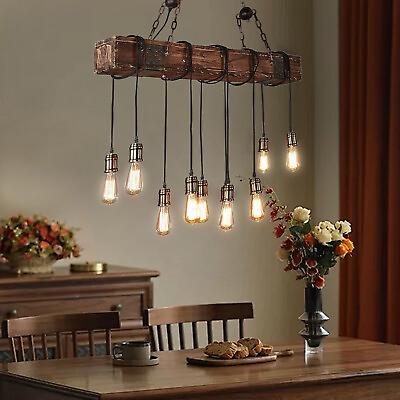 #ad #ad 39#x27;#x27; Vintage Wooden Pendant Light Linear Hanging LED Light for Small Farm House