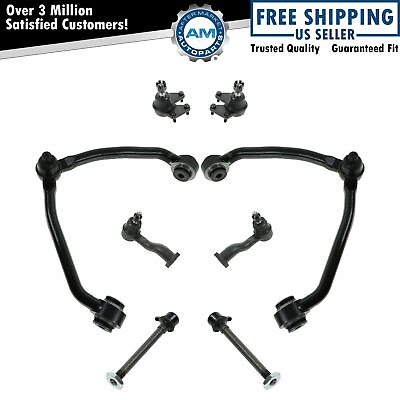 #ad 8 Piece Steering Suspension Kit Control Arms Ball Joints Outer Tie Rods Links