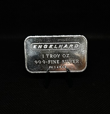 #ad Engelhard Silver Bar 1 Oz .999 Fine Vintage Silver Horizontal