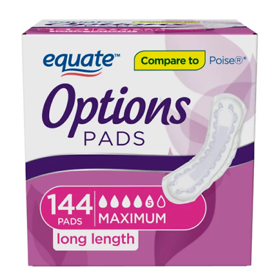 #ad Equate Options Women#x27;s Maximum Long Incontinence Pads 144 Count