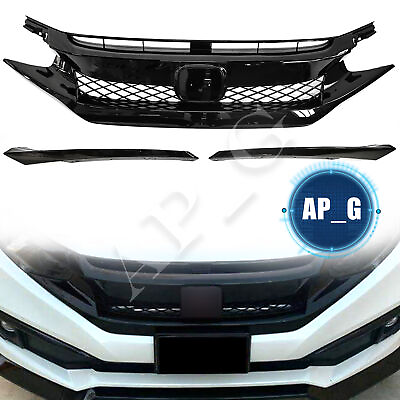 #ad For 2019 2021 Honda Civic Coupe Sedan Front Mesh Grille Type R Glossy Black