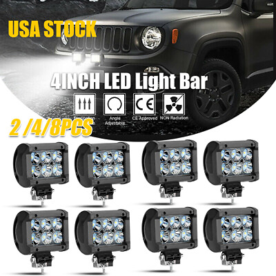 #ad 2 4 8x 4inch 18W LED Work Light Bar Spot Pods Fog Lamp Offroad Driving Truck SUV