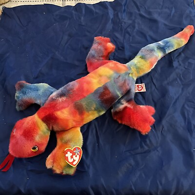 #ad Ty Beanie Buddy LIZZY the Ty Dyed Lizard 21 Inch MWT Stuffed Plush Animal