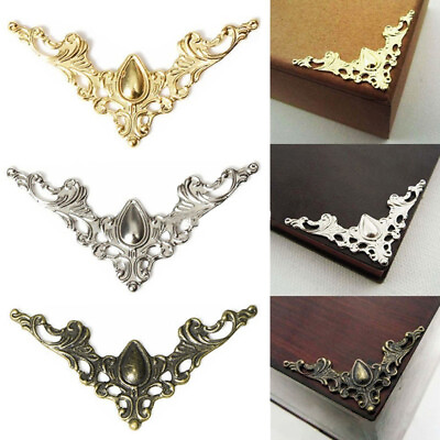#ad 10Pcs Metal Corner Case Gold Bronze Bracket Wooden Jewelry Boxes Feet Protector