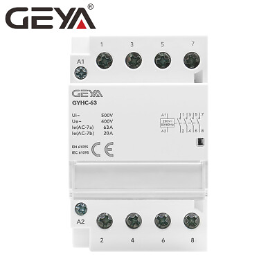 #ad GEYA AC Contactor Module Automatic 4P 63A 4NO 230V 50 60Hz Household DIN Rail