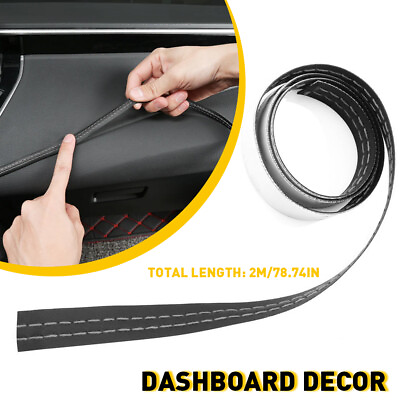 #ad 2M PU Leather Car Decor Line Sticker Dashboard Strip Trim Moulding Accessories