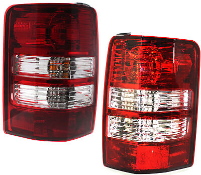 #ad Halogen Tail Light Set For 2008 2012 Jeep Liberty Clear Red Lens w Bulbs 2Pcs