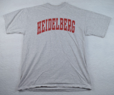 #ad Vintage Gribble Graphic Heidelberg College Gray T shirt Adult Size XL USA Made