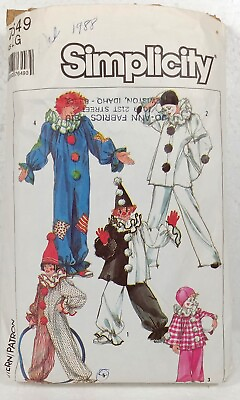 #ad Simplicity Sewing Pattern Harlequin Clown Mime Costume Sz Large Cut 7649