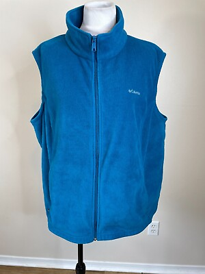 #ad Columbia Womens Fleece Vest Size 3X Blue Full Zip Hiking Outdoor Jacket