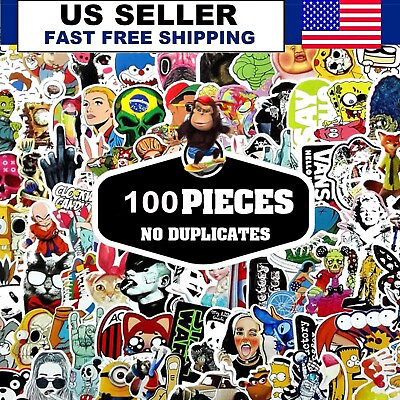 #ad Lot 100 Random Vinyl Laptop Skateboard Stickers bomb Luggage Decals Dope Sticker
