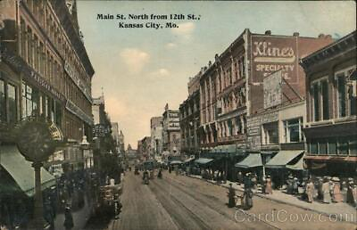 #ad Kansas CityMO Main St. North from 12th St. Missouri Antique Postcard Vintage
