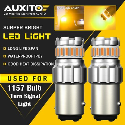 #ad AUXITO 1157 Amber Yellow LED Turn Signal Indicator Parking Light Bulbs CANBUS XD