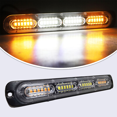 #ad 2pcs Warning Lamp Dash Strobe Light Bar Foglight Truck Hazard Beacon Amberamp;White