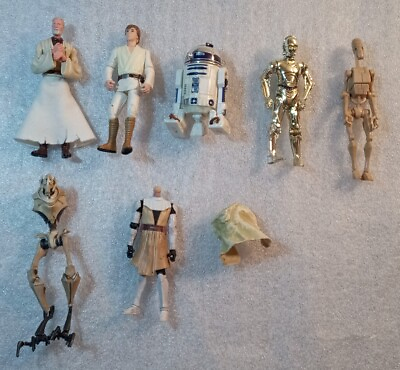 #ad Star Wars Hasbro LFL Lot 1999 2004 2006 R2D2 C 3PO Obi Wan Luke Skywalker Droid