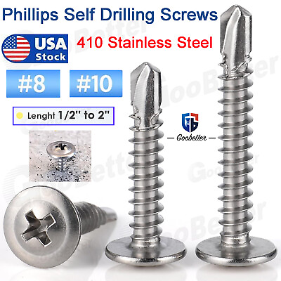 #ad #8 #10 UNC Phillips Modified Truss Head Self Drilling Screws 410 Stainless Steel