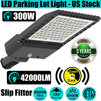 #ad LED Parking Lot Lights 4 Pack 300W 1000W HPS Equiv. LED Shoebox Pole Lighting