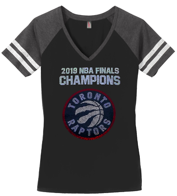#ad Women#x27;s Toronto Raptors NBA Champions Bling Ladies Championship V neck Shirt