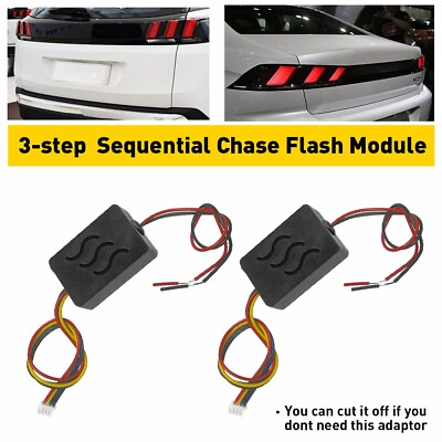 #ad 2X Black LED 12V 3 step Sequential Chase Flash Module Flash Strobe Turn Signal