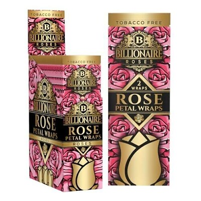 #ad 5 Pack Billionaire Herbal Rose Petal Wrap Organic Rolling Paper 10 Wraps Total