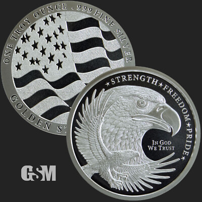 #ad 1oz Double Eagle Flag of Strength Freedom Pride .999 silver bullion IN A CAPSULE