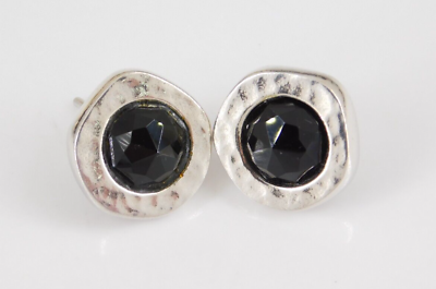 #ad 925 Sterling Silver Black Onyx Earrings