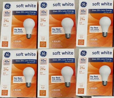 #ad #ad GE 24 Bulbs 40 Watt Light Bulbs A19 Soft White Medium Base 390 Lumens 6 Packs